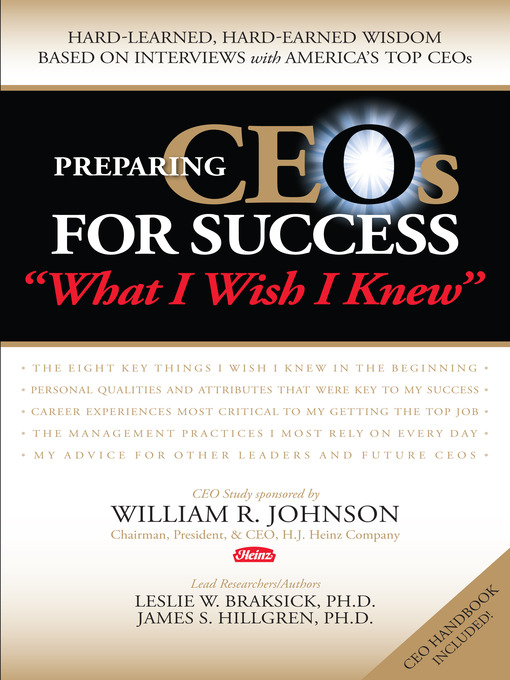 Title details for Preparing CEOs For Success by Leslie W. Braksick - Available